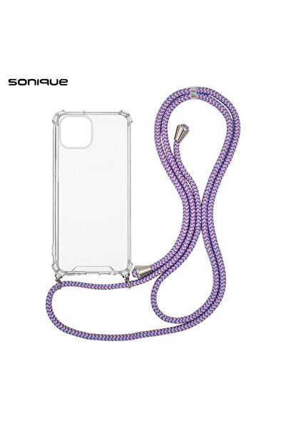 Sonique Θήκη Σιλικόνης με Κορδόνι Armor Clear Apple iPhone 15 Plus Rainbow Λιλά