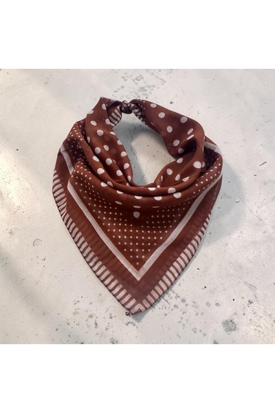 ALS Tasarım Dünyası White Color Polka Dot 100% Cotton Bandana