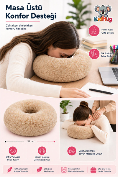 KidHug PELUŞ MASAJ YASTIĞI Nefes Alan Masa Üstü Dinlenme ve Boyun Destek Yastığı