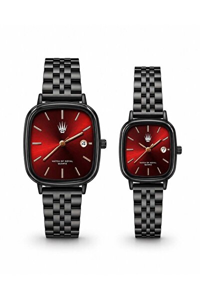 WATCHOFROYAL Couple Watch Classic Time Black Red Wristwatch