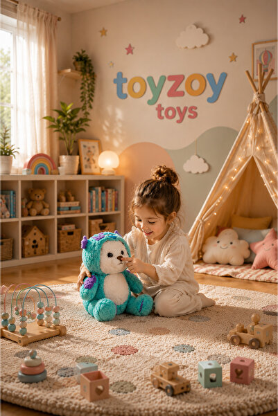 Toyzoy Toys Monster Kostümlü Şapkalı Peluş Ayıcık-30 cm-Yumuşak-Kaliteli Peluş
