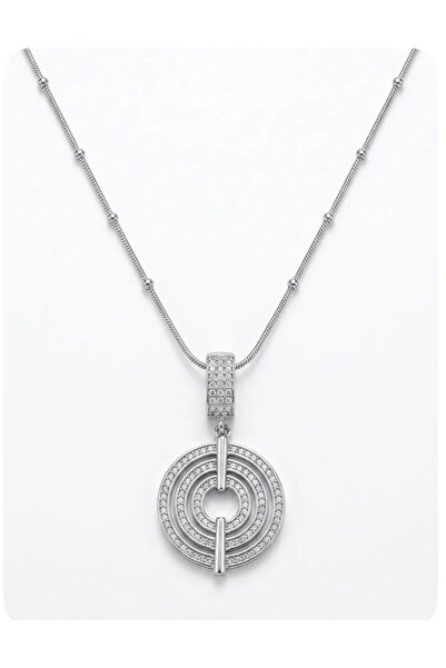 Mervişim Aksesuar 316L Steel Ball Elegant Chain Silver Color Round Interlocki...