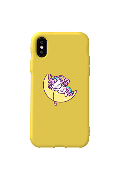 Other Apple iPhone X Sleeping horse Yellow Colored Silicone TPU Θήκη