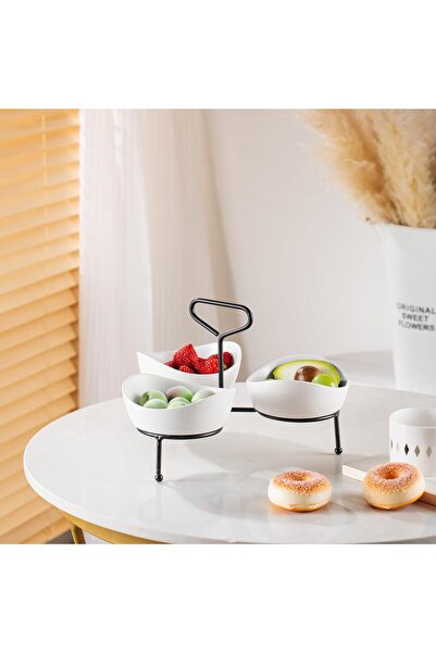Generic Flat Porcelain Serving Set DY4028-BLK Size 3-13 cm with Black Holder ...