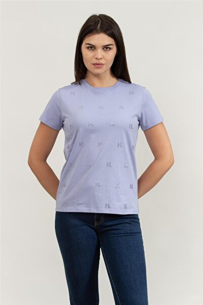 Karl Lagerfeld Kadın Bisiklet Yaka T-Shirt Lavanta