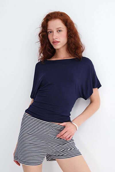Addax Kayık Yaka Basic T-Shirt P0977