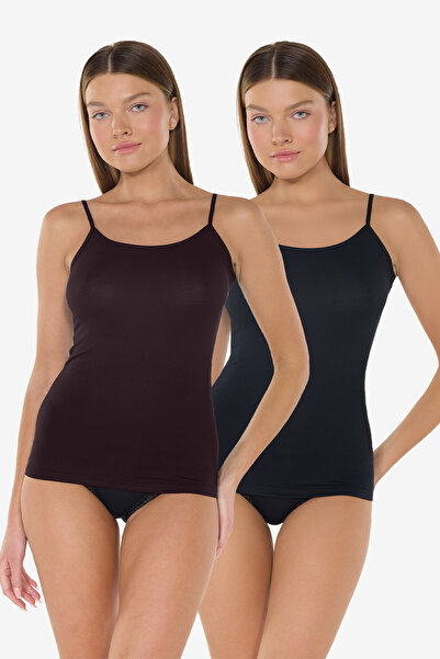 Malabadi Women's Black Brown 2-Pack Extra Soft Adjustable Strap Micro Modal U...