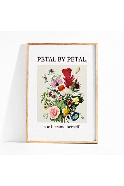 Botanique Tablou Botanic Vintage cu Flori și Citat Motivațional "Petal by Pet...