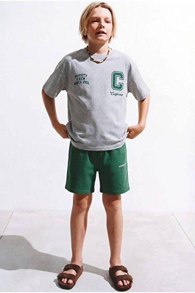 Mireya Kids Boy's White Green Shorts Set
