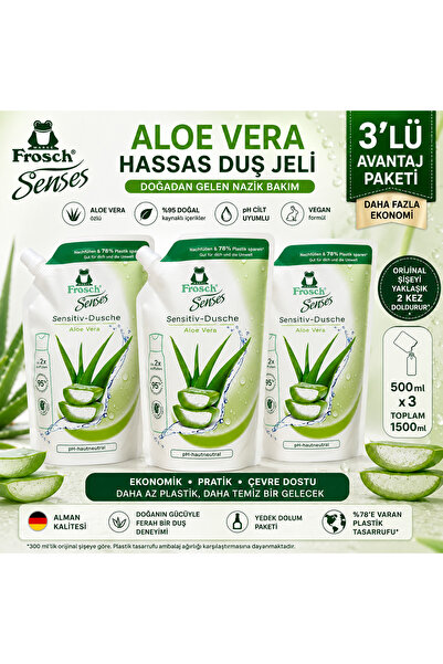 Frosch Senses Aloe Vera Hassas Ciltler İçin Duş Jeli Yedek Dolum Paketi 500 m...