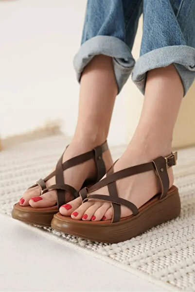 Generic Brand Bitter Brown Genuine Leather Women's Sandals |