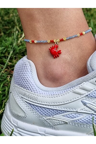 NEMOR STUDIO Natural Stone Anklet with Crab Figure |   2 mm Cat's Eye and Cor...