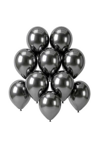 BeySüS Dark Silver Color Latex Chrome Balloon (15 cm) - 10 Pieces