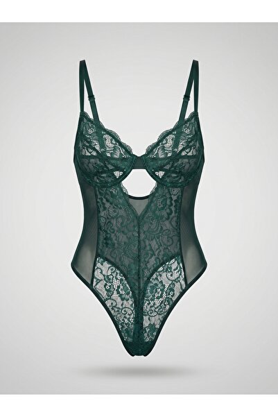 PİNKSECRETBUTİK Pink Secret Emerald Whisper Dantel Detaylı Body