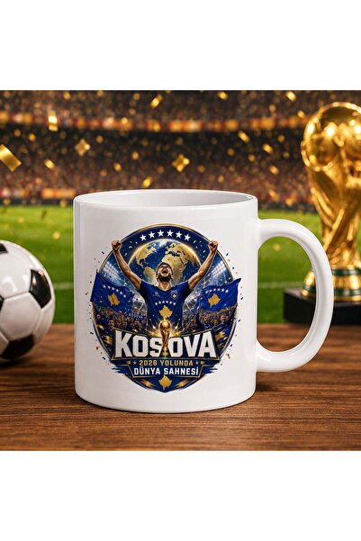 Bk Gift كأس أبيض بتصميم كأس العالم لكرة القدم بتصميم مشجعي كوسوفا -4