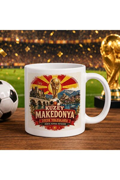 Bk Gift كأس أبيض بتصميم كأس العالم لكرة القدم بتصميم مشجعي شمال ميكادونيا -2