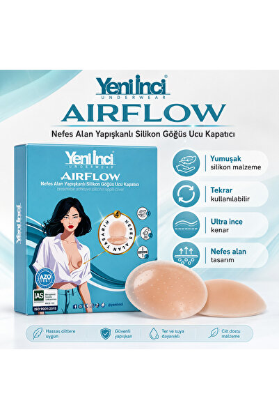 Yeni İnci Airflow Nefes Alan Yapışkanlı Silikon Göğüs Ucu Kapatıcı