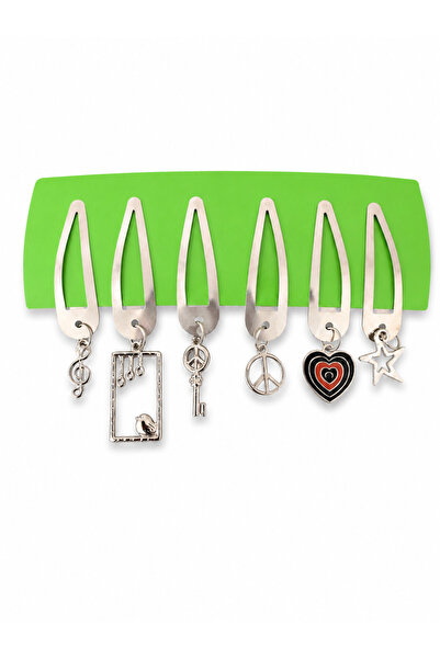 DEEFWEAR Set of 6 Charm Detailed Metal Snap Clips Silver Color Y2K Hair Acces...