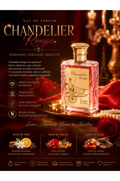V.V LOVE Parfum Chandelier Rouge 100 ml – Aromă Caldă cu Ambra și Lemn Fin