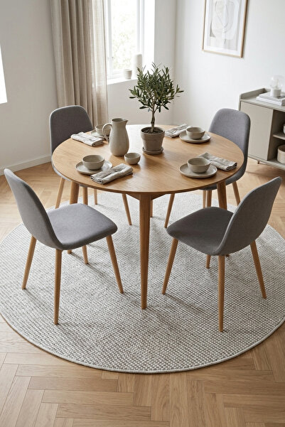 Bonny Home Yuvarlak Yemek Masası Altı Halısı | Kaymaz Modern Dekoratif Salon ...
