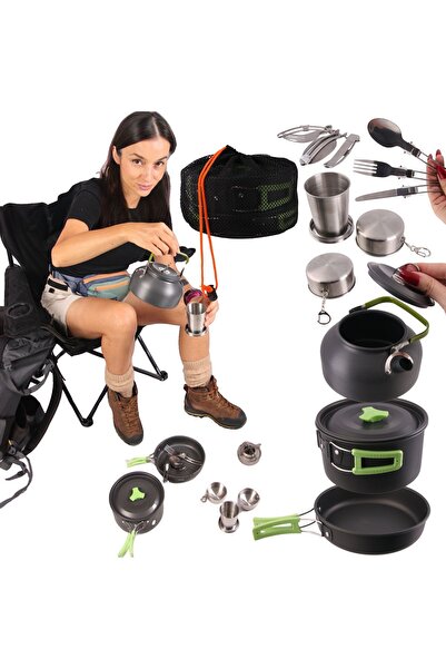 Mardil Camping Cookware Set 18-in-1 for 2 People, hiking cookware compact