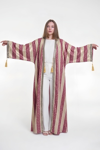 al bent al sharqieh Embroidered Oversize Kimono Mink Kaftan