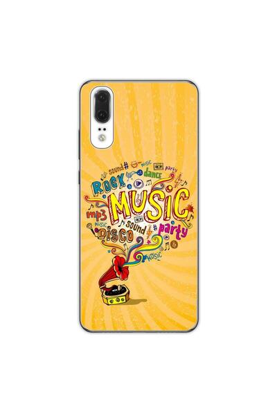 OEM Калъф, съвместим с Huawei P20, силиконов гел TPU, с десен Музика на грамофон