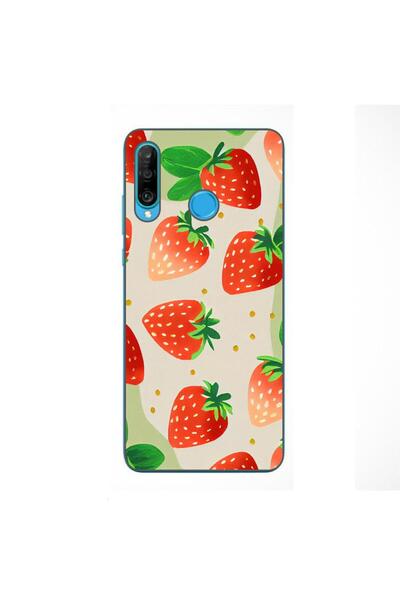 OEM Husa compatibila cu Huawei P30 Lite Silicon Gel Tpu Model Capsuni Pattern