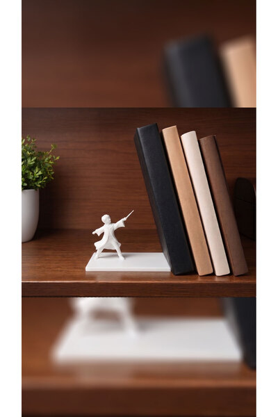Büyücü Temalı 3D Baskı Kitap Tutucu Dekoratif Raf Düzenleyici Bookend