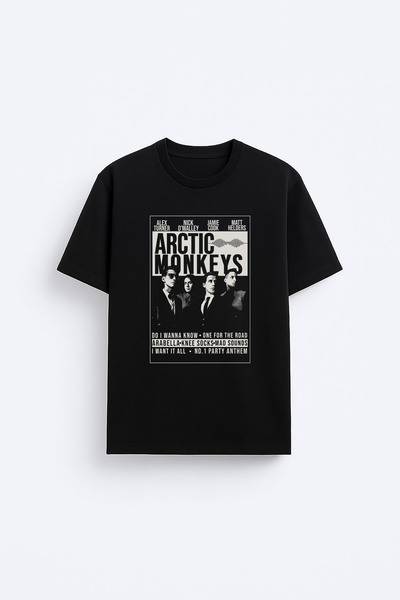 cesita تي شيرت أسود مطبوع عليه Arctic Monkeys