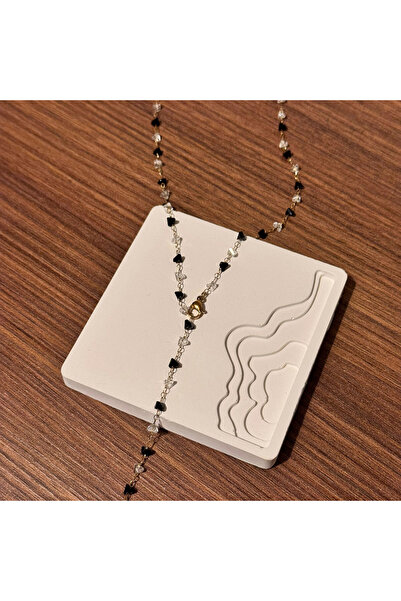 TURKAFONE Black Stone Y Necklace