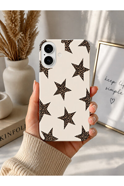 OVADA İphone 16 Uyumlu Leopar Yıldızlı Telefon Kılıfı
