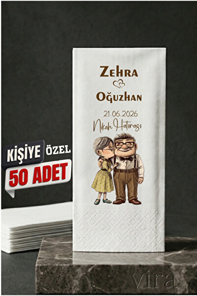 viramagnet Söz Nişan Peçetesi Kişiye Özel Baskılı Düğün Hatırası Peçetesi 33x...