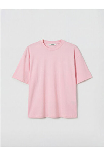 LC Waikiki yeni sezon Pembe %100 Pamuk Boxy Fit Basic Kalın Tişört
