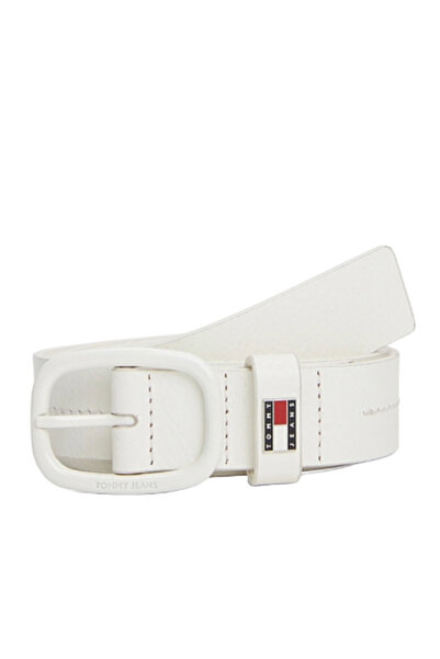 Tommy Hilfiger Γυναικεία Δερμάτινη Ζώνη Λευκή Tommy Jeans AW0AW17392-YBH
