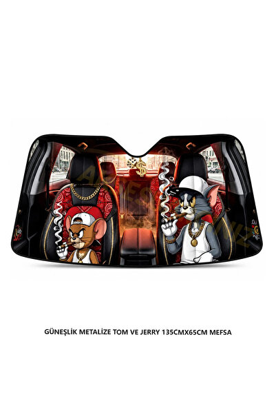 mefsa GÜNEŞLİK METALİZE ÖN CAM TOM VE JERRY 135CMX65CM