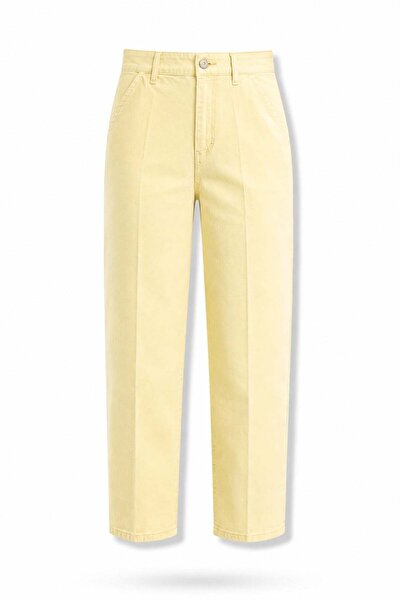 5in1Canpolat Yellow High Waist Tensel Baggy Jean 3001