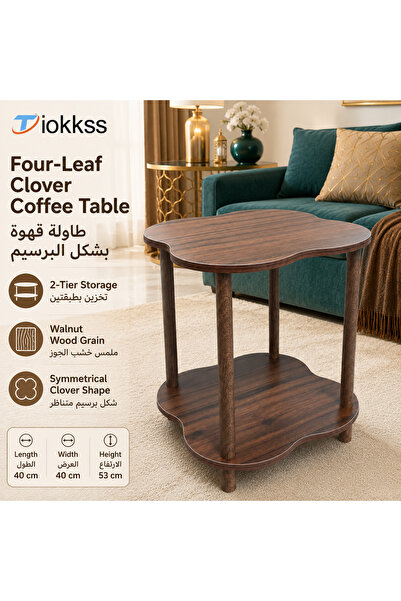 Tiokkss Four-Leaf Clover Coffee Table, Walnut 2-Tier Side Table, Compact Sofa...