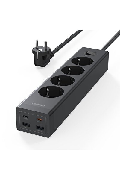 TESSAN 8'i 1 Arada Akım Korumalı Grup Priz - 4 AC Soket, 20W USB-C PD Hızlı Ş...