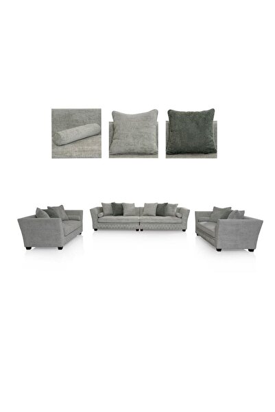 Midas Furniture طقم أريكة من الشينيل 4 قطع 340×100×78 سم رمادي