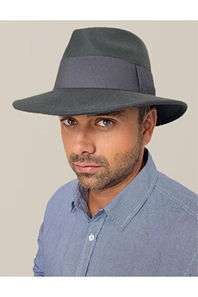 Confortino Men's luxury felt hat - Made in ROMANIA - GREY hat, medium brim ha...