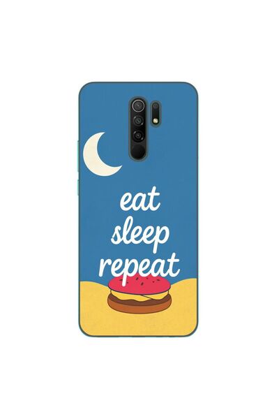 OEM Θήκη συμβατή με Xiaomi Redmi 9 από σιλικόνη TPU με σχέδιο Eat Sleep Repeat