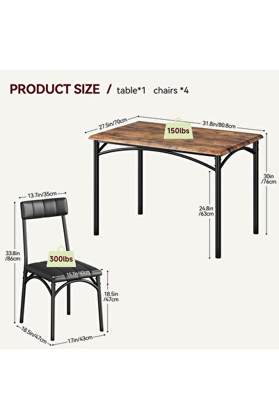 Garvee Compact Dining Chair for 2 People - Upholstered Chairs - Sturdy Metal ...