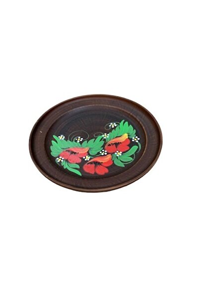OEM Set de 6 farfurii din lut roșu cu design floral, 22 cm