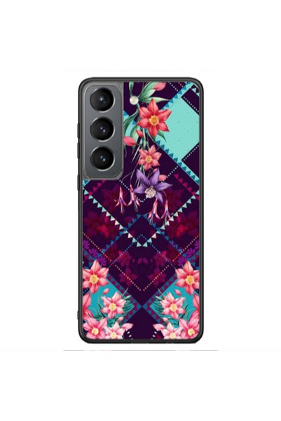 Other Samsung S21 Ultra Checkered flowers Black Glossy Θήκη