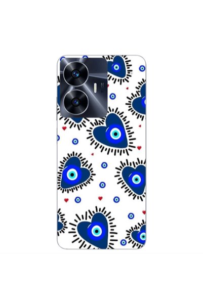 Other Realme Note 50 Heart evil eye beads Transparent Silicone TPU Θήκη