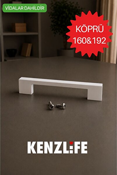 Kenzlife mobilya kulpu köprü 160&192 mm beyaz plastik dolap kulbu 01 adet kul...