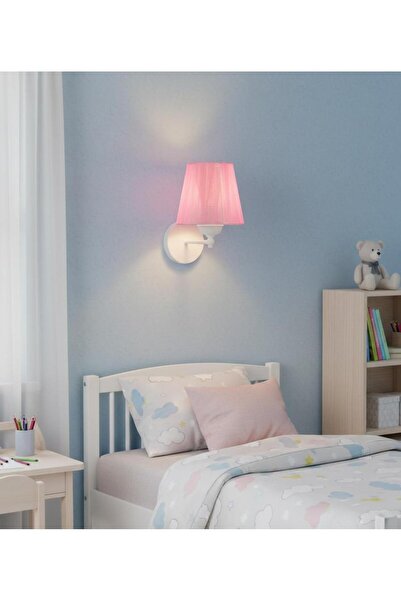Elizim Home Lighting Rosalia Pembe Şapkalı Beyaz Ayaklı Duvar Apligi