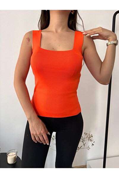Flarsky Women's Ultra Premium Soft Square Neck Strap Knitwear Bodysuit