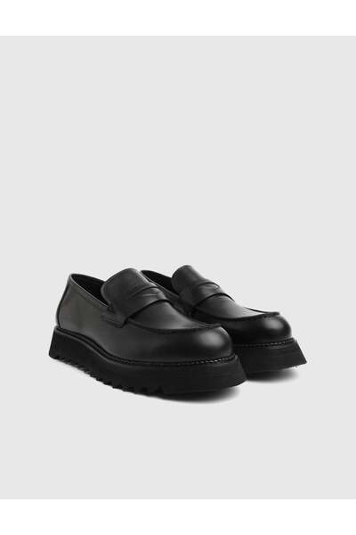 İLVİ Edan Genuine Leather Men's Black Loafer Shoes